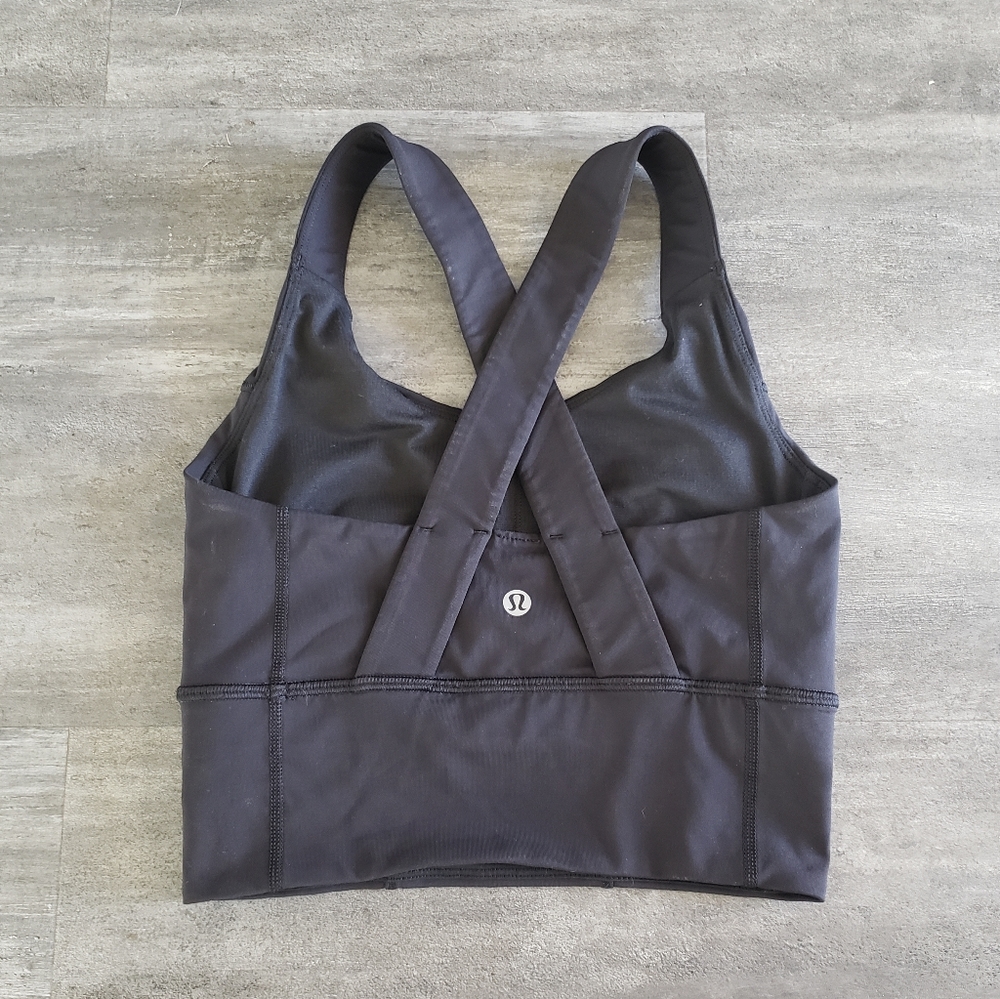 Black Lululemon Beat The Heat Longline Sport Bra - Picture 2 of 3